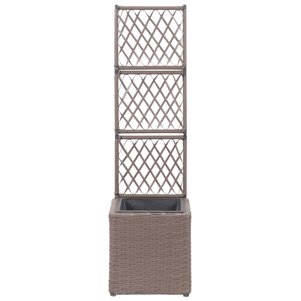 vidaXL Donica z kratką i 1 wkładem, 30x30x107 cm, polirattan, brązowa