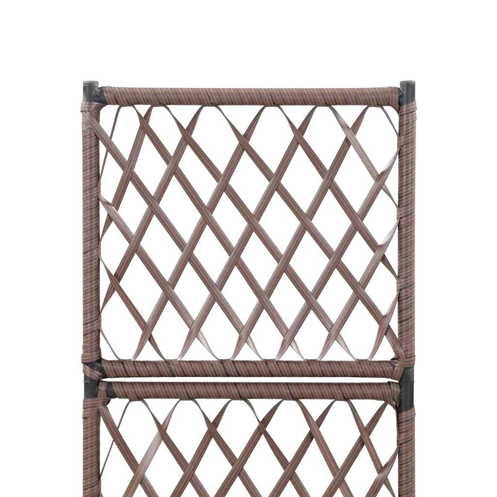 vidaXL Donica z kratką i 1 wkładem, 30x30x107 cm, polirattan, brązowa