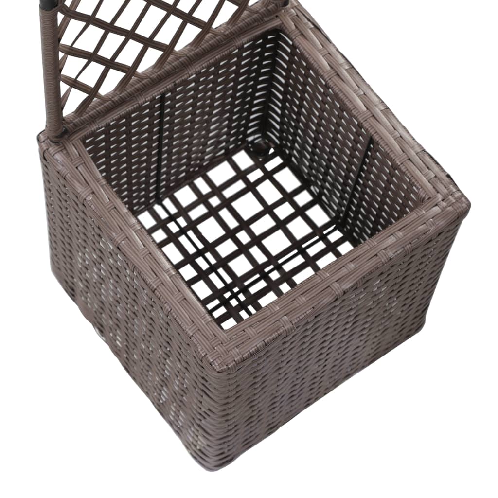 vidaXL Donica z kratką i 1 wkładem, 30x30x107 cm, polirattan, brązowa