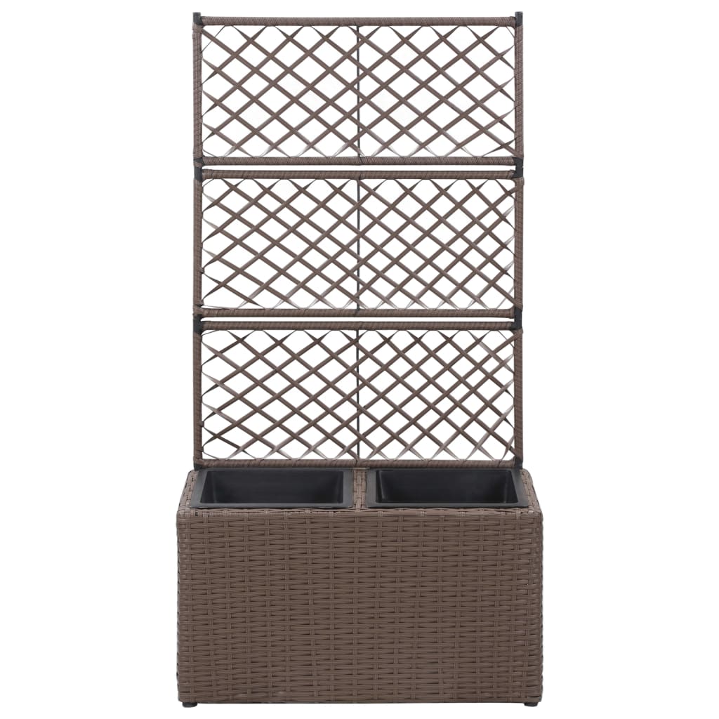 vidaXL Donica z kratką i 2 wkładami, 58x30x107 cm, polirattan, brązowa