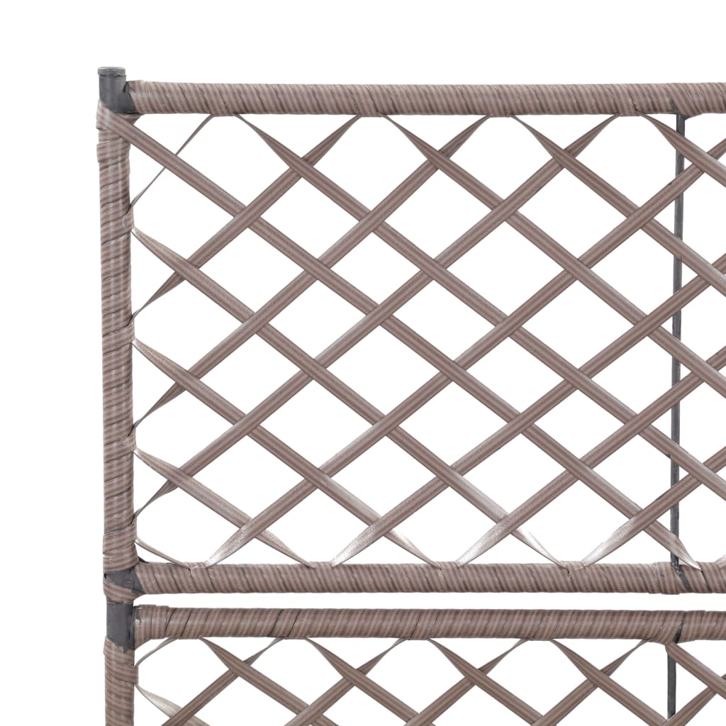 vidaXL Donica z kratką i 2 wkładami, 58x30x107 cm, polirattan, brązowa