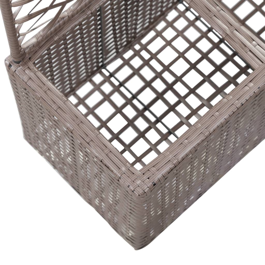 vidaXL Donica z kratką i 2 wkładami, 58x30x107 cm, polirattan, brązowa