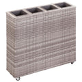 vidaXL Podwyższona donica z 4 wkładami, 80x22x79 cm, rattan PE, szara