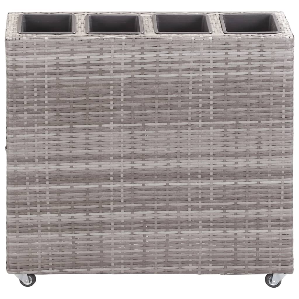 vidaXL Podwyższona donica z 4 wkładami, 80x22x79 cm, rattan PE, szara