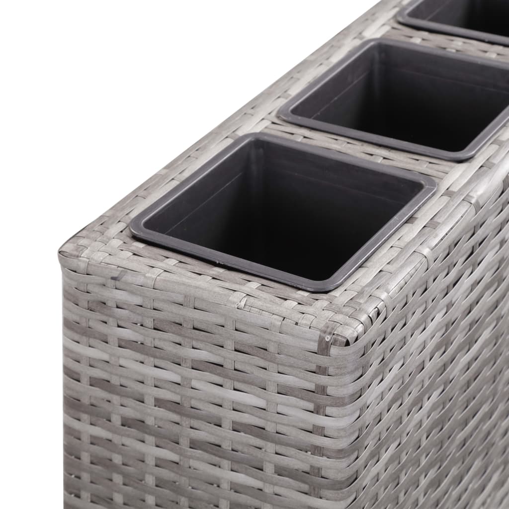 vidaXL Podwyższona donica z 4 wkładami, 80x22x79 cm, rattan PE, szara