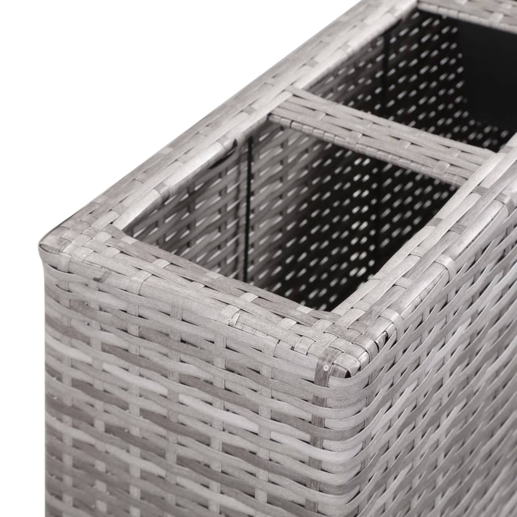 vidaXL Podwyższona donica z 4 wkładami, 80x22x79 cm, rattan PE, szara