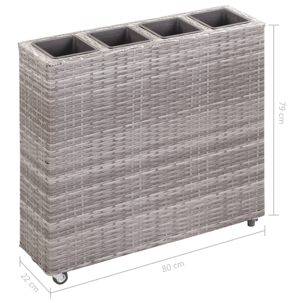 vidaXL Podwyższona donica z 4 wkładami, 80x22x79 cm, rattan PE, szara