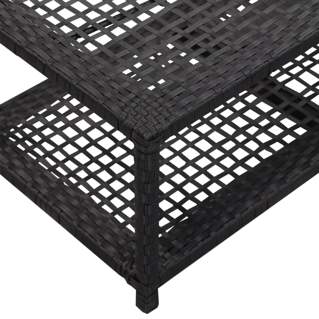 vidaXL Ławka z półką na buty, czarna, 80x40x30 cm, polirattan