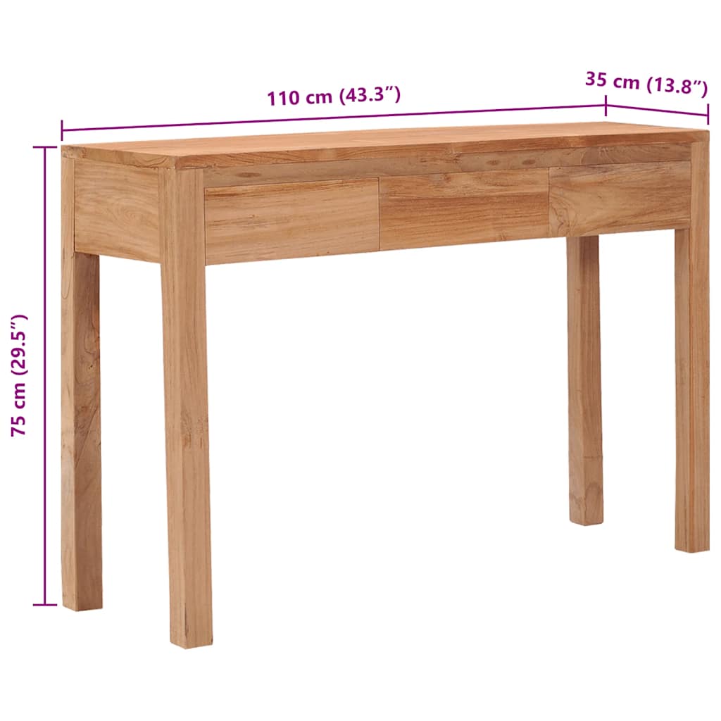 vidaXL Stolik konsola, 110 x 35 x 75 cm, lite drewno tekowe