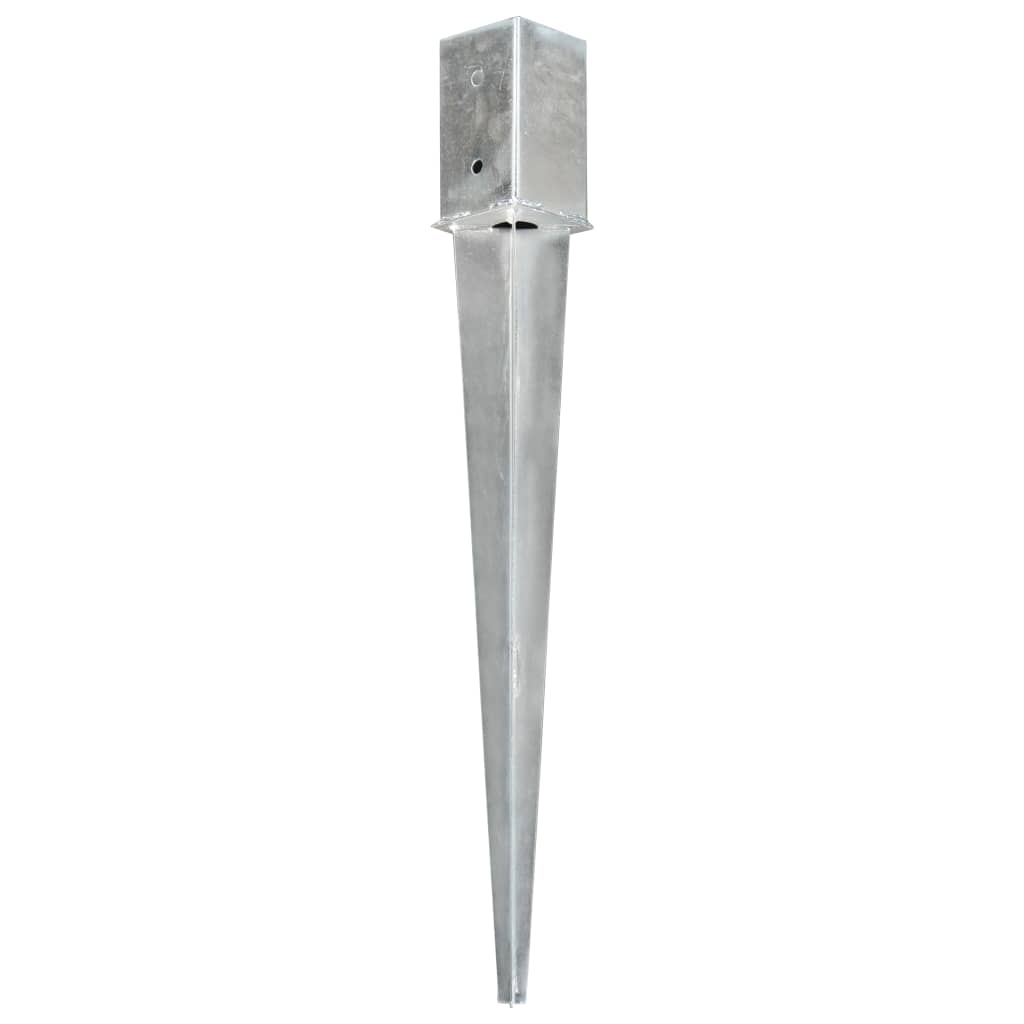 vidaXL Kołki gruntowe, 12 szt., srebrne, 8x8x76 cm, stal galwanizowana