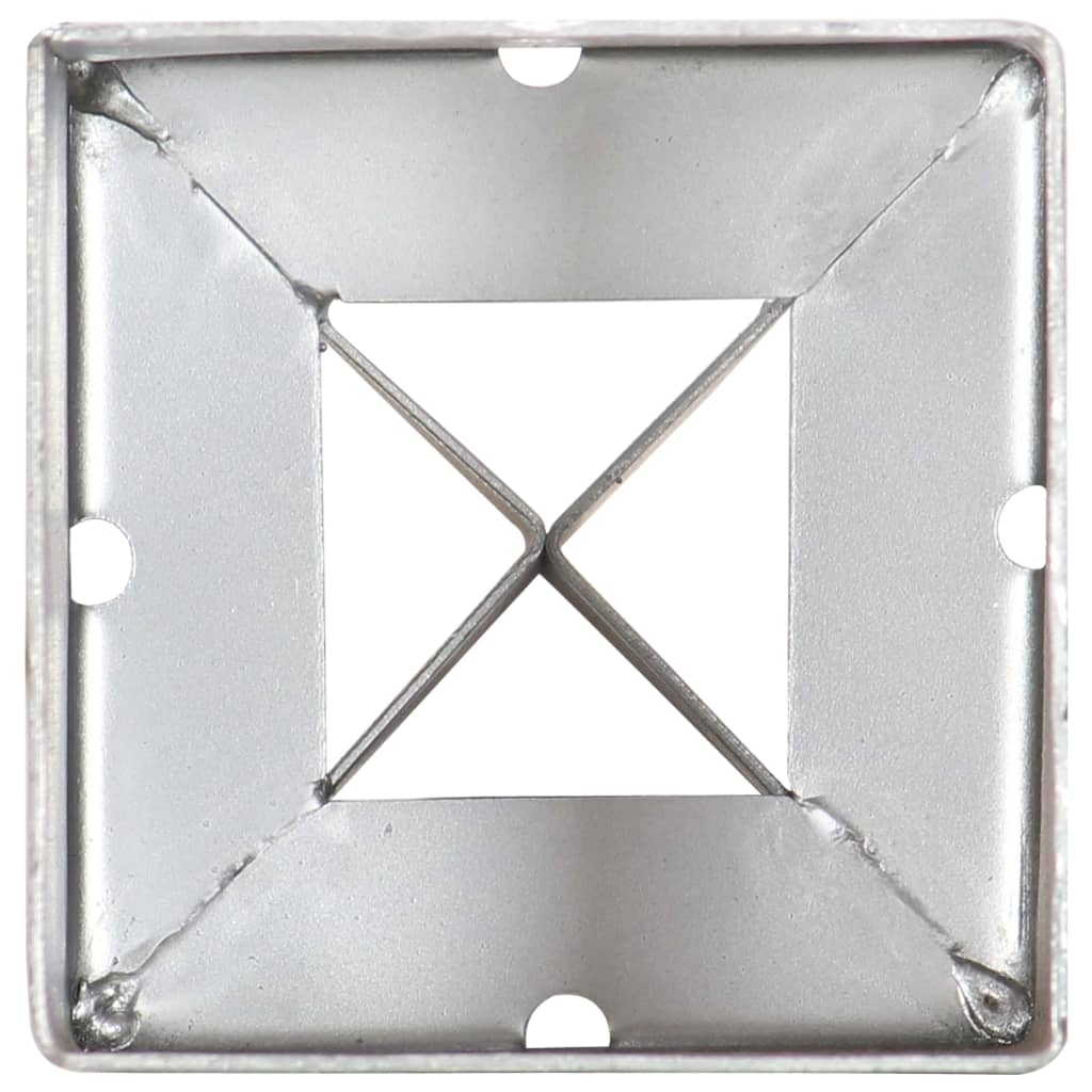 vidaXL Kołki gruntowe, 6 szt., srebrne, 9x9x75 cm, stal galwanizowana