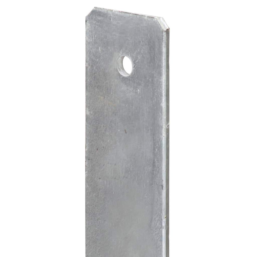 vidaXL Kotwy do słupków, 2 szt., srebrne, 8 x 6 x 60 cm, stal