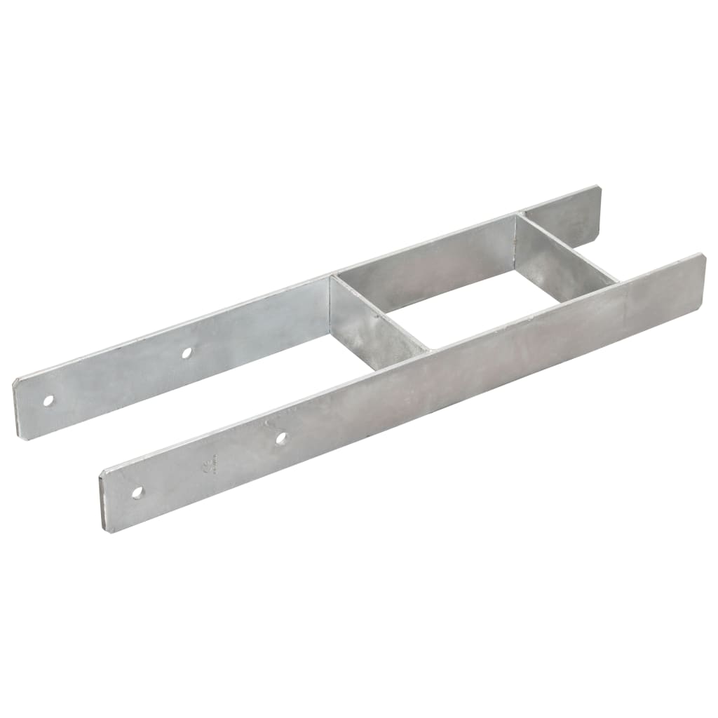 vidaXL Kotwy do słupków, 6 szt., srebrne, 14 x 6 x 60 cm, stal