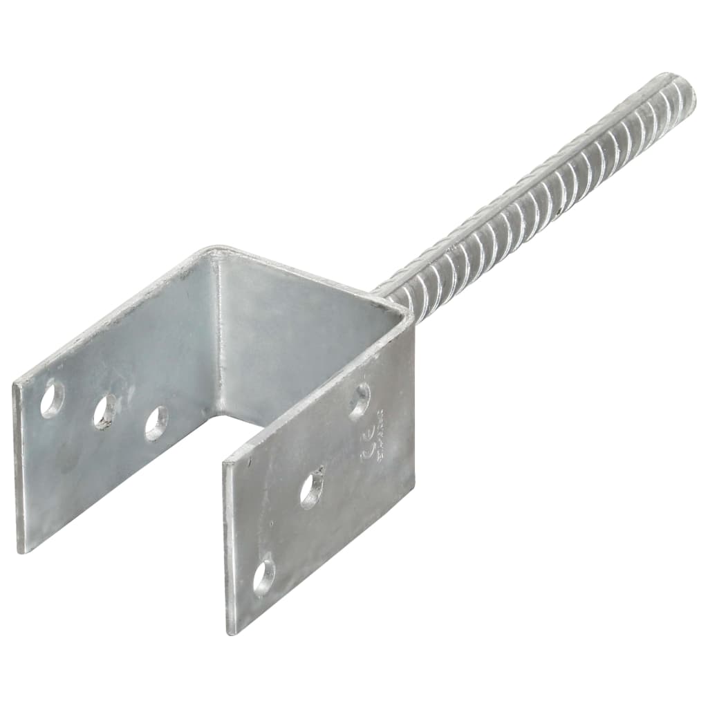 vidaXL Kotwy do słupków, 6 szt., srebrne, 7 x 6 x 30 cm, stal