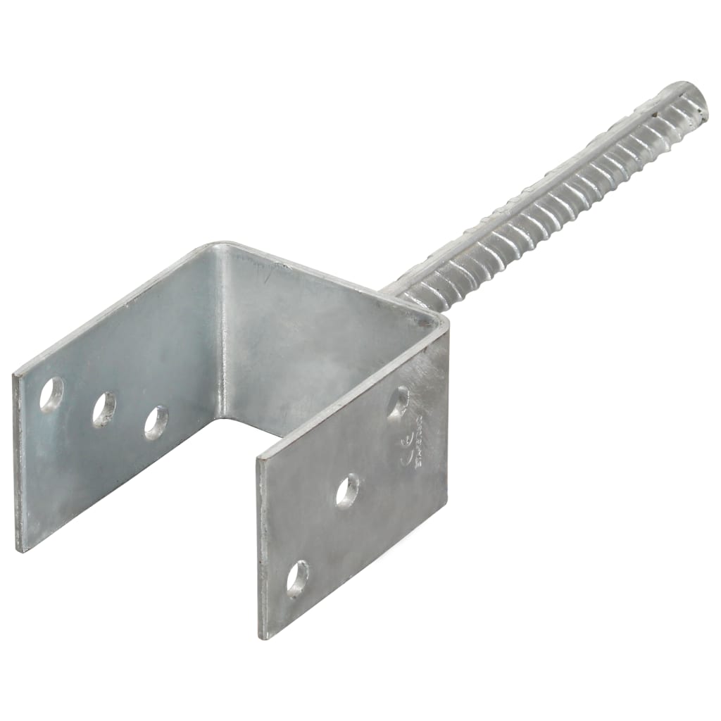 vidaXL Kotwy do słupków, 6 szt., srebrne, 8 x 6 x 30 cm, stal