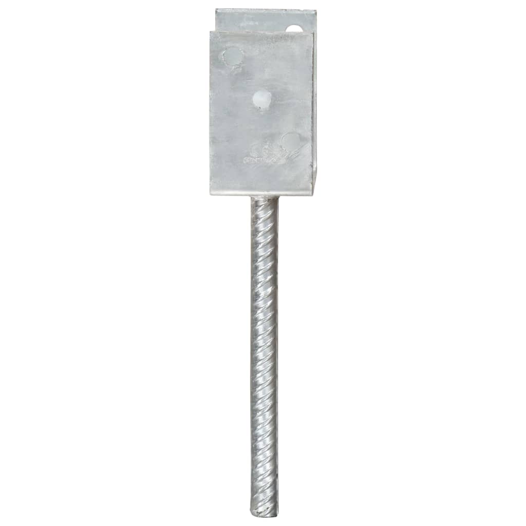 vidaXL Kotwy do słupków, 6 szt., srebrne, 8 x 6 x 30 cm, stal