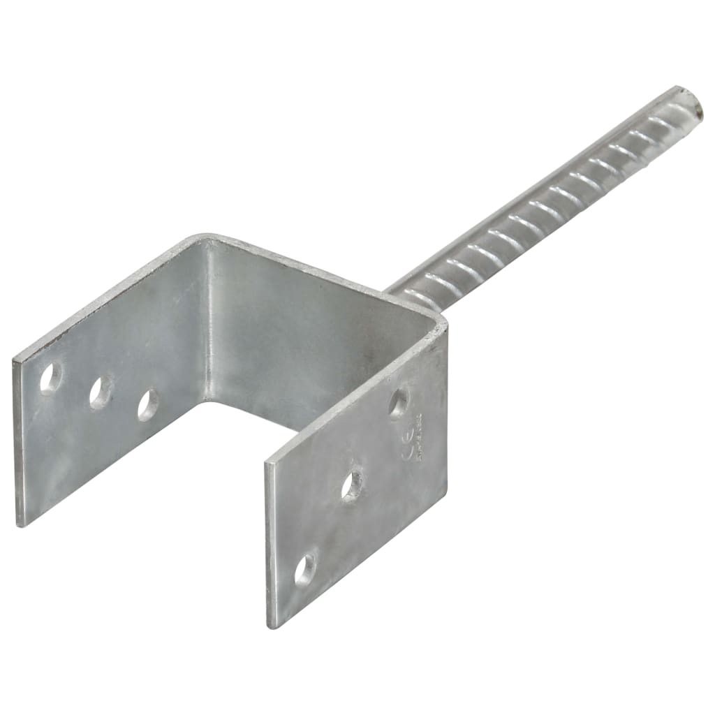 vidaXL Kotwy do słupków, 6 szt., srebrne, 9x6x30 cm, stal