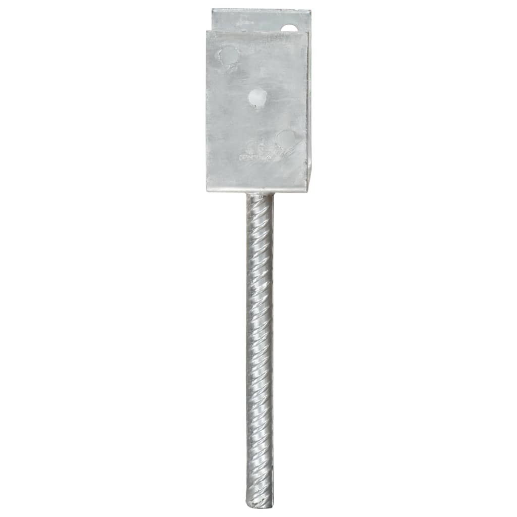 vidaXL Kotwy do słupków, 6 szt., srebrne, 9x6x30 cm, stal