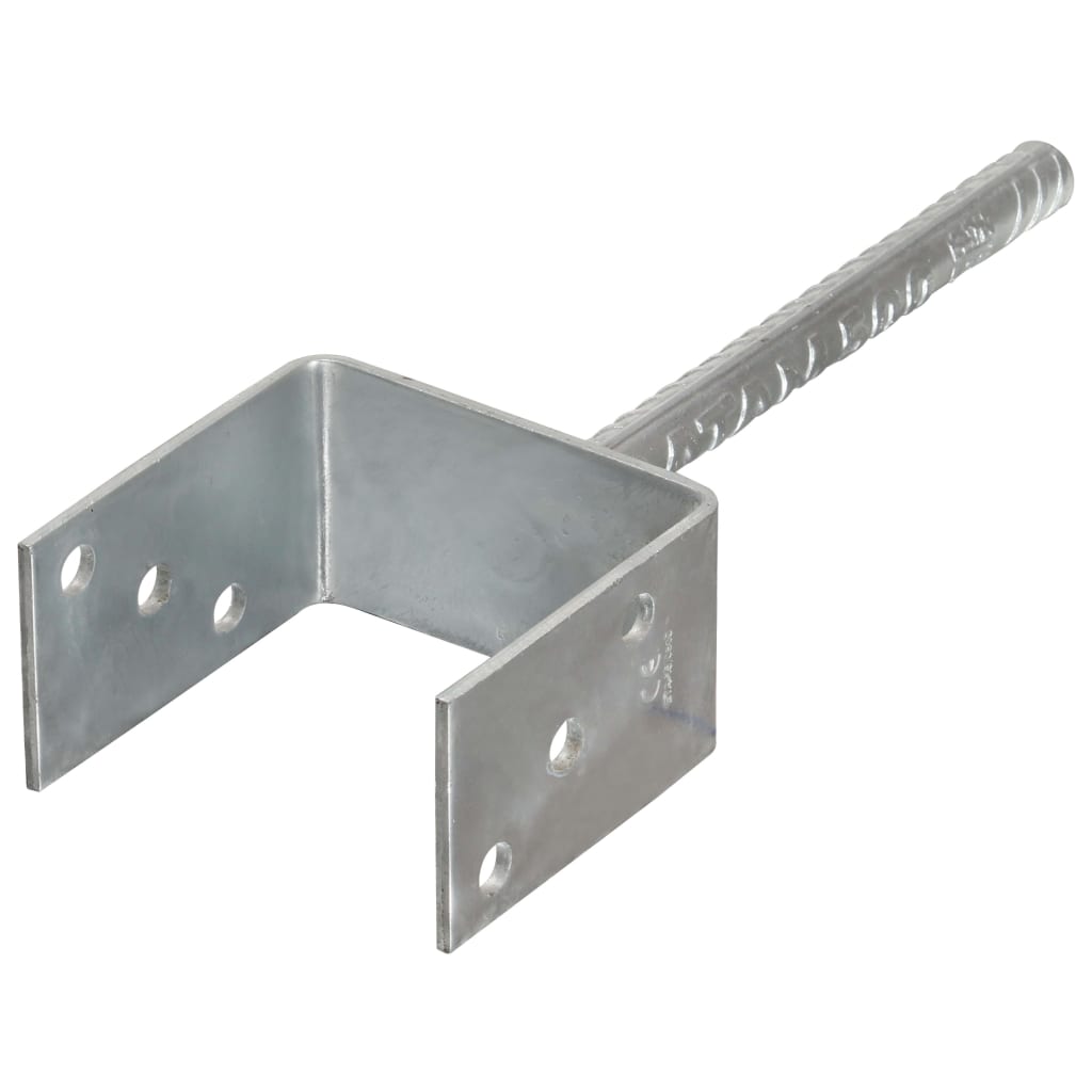 vidaXL Kotwy do słupków, 6 szt., srebrne, 10 x 6 x 30 cm, stal