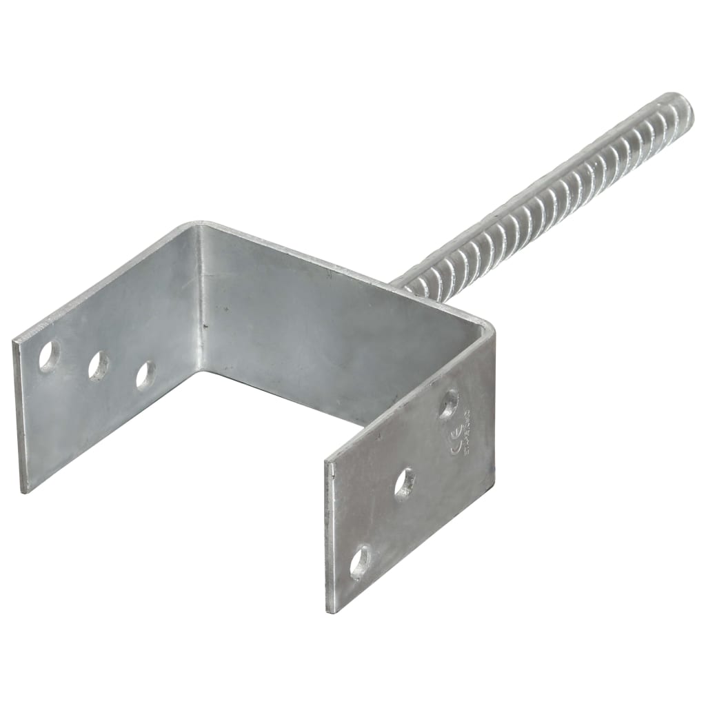 vidaXL Kotwy do słupków, 6 szt., srebrne, 12 x 6 x 30 cm, stal