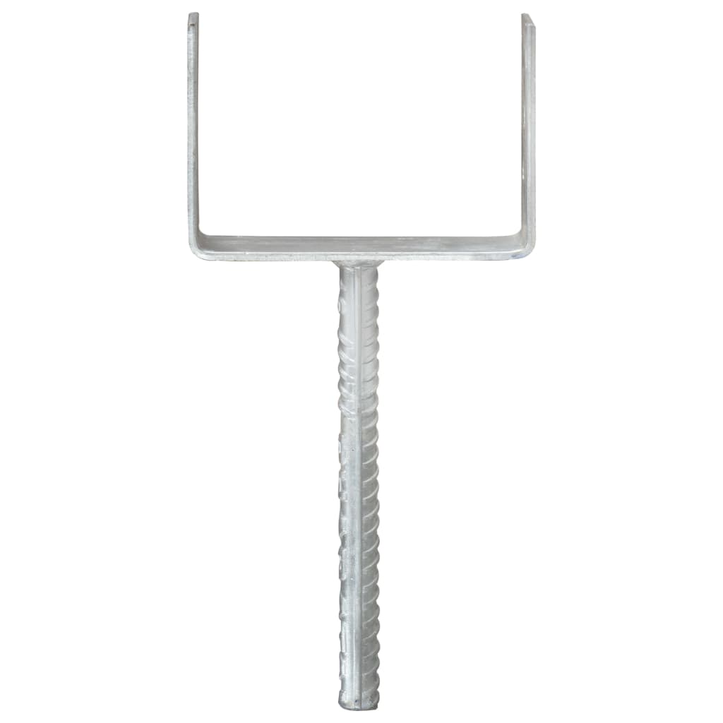 vidaXL Kotwy do słupków, 6 szt., srebrne, 12 x 6 x 30 cm, stal