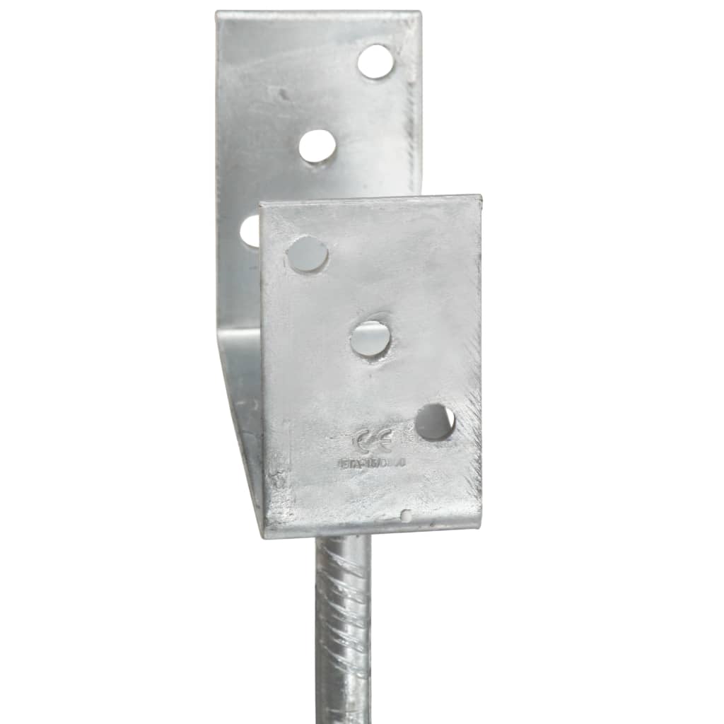 vidaXL Kotwy do słupków, 6 szt., srebrne, 12 x 6 x 30 cm, stal