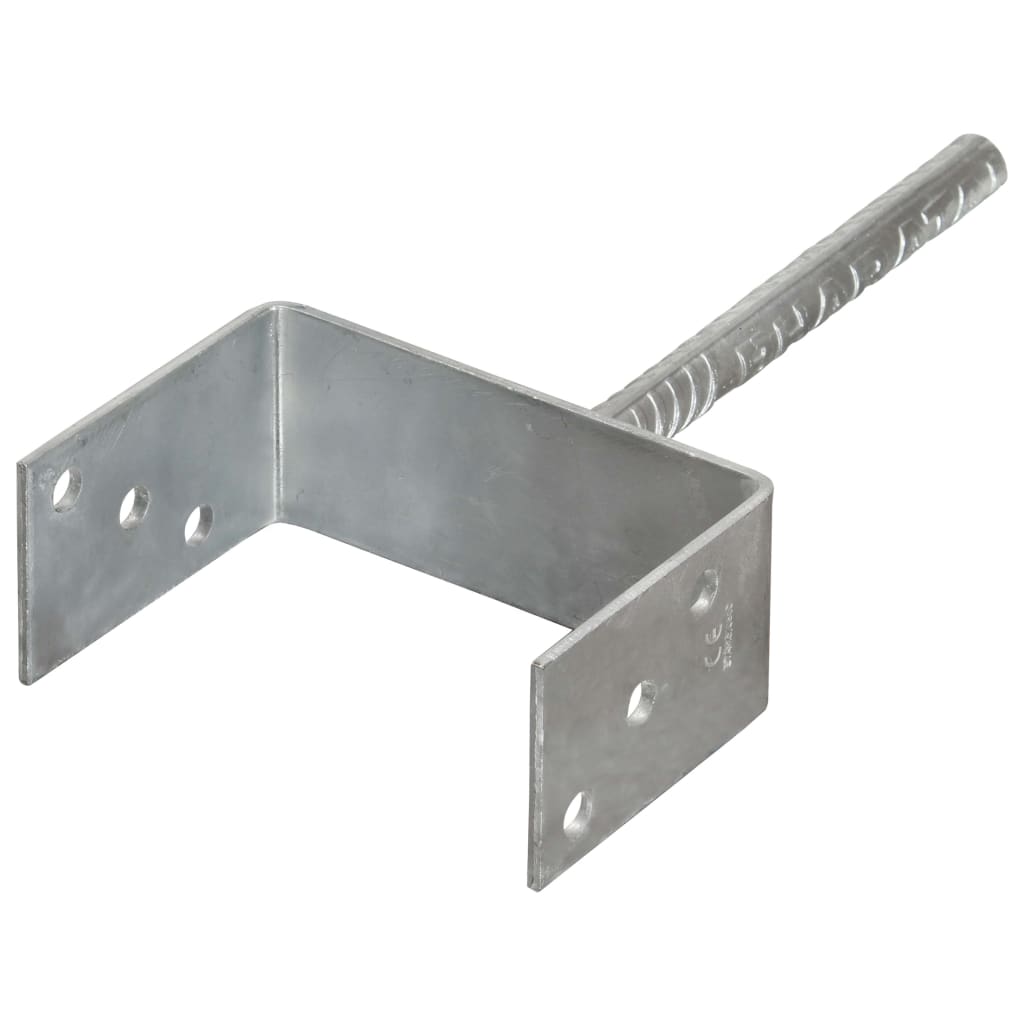 vidaXL Kotwy do słupków, 6 szt., srebrne, 14 x 6 x 30 cm, stal