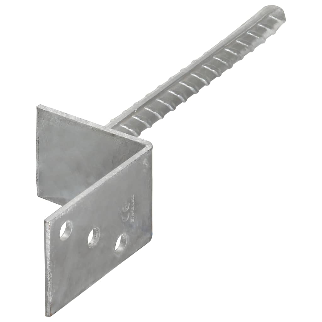 vidaXL Kotwy do słupków, 12 szt., srebrne, 8x6x30 cm, stal
