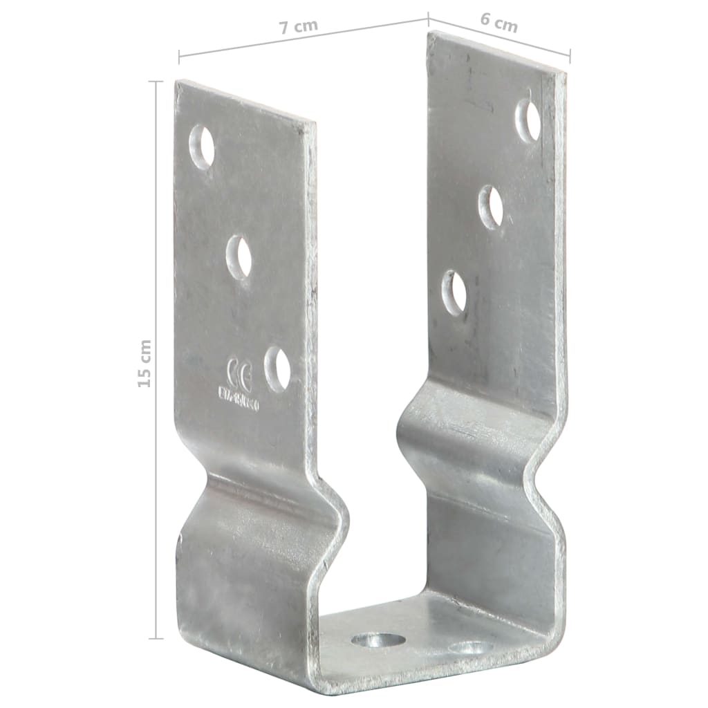 vidaXL Kotwy do słupków, 12 szt., srebrne, 7x6x15 cm, stal