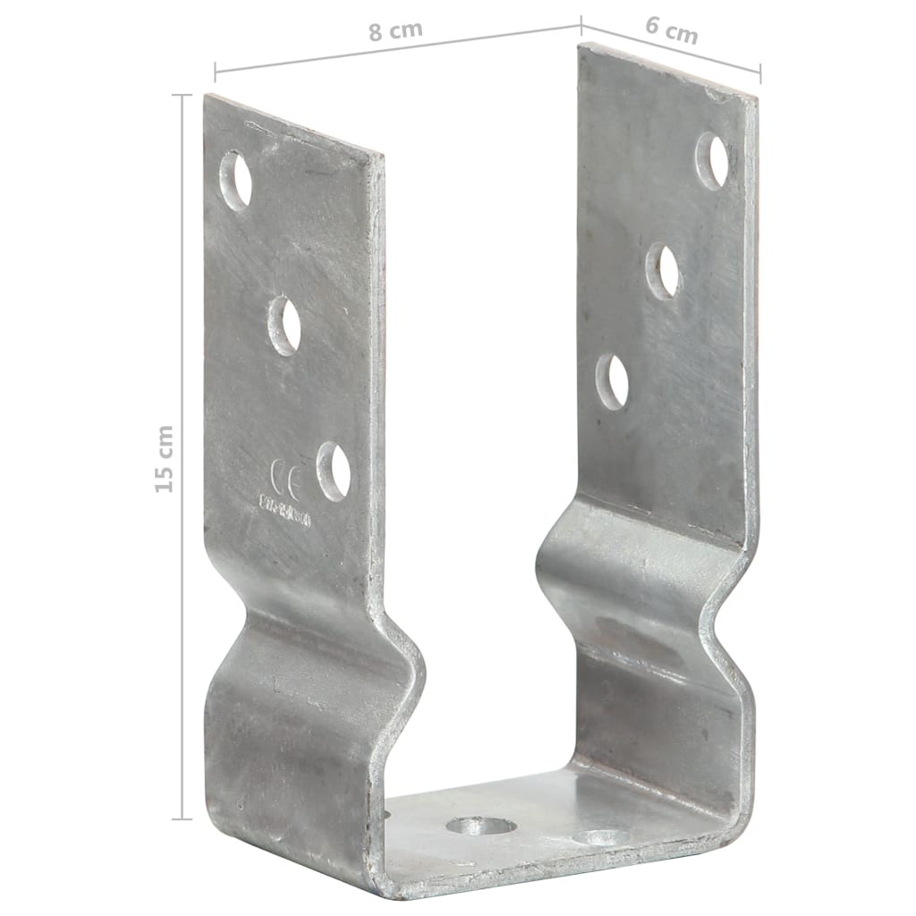 vidaXL Kotwy do słupków, 12 szt., srebrne, 8x6x15 cm, stal