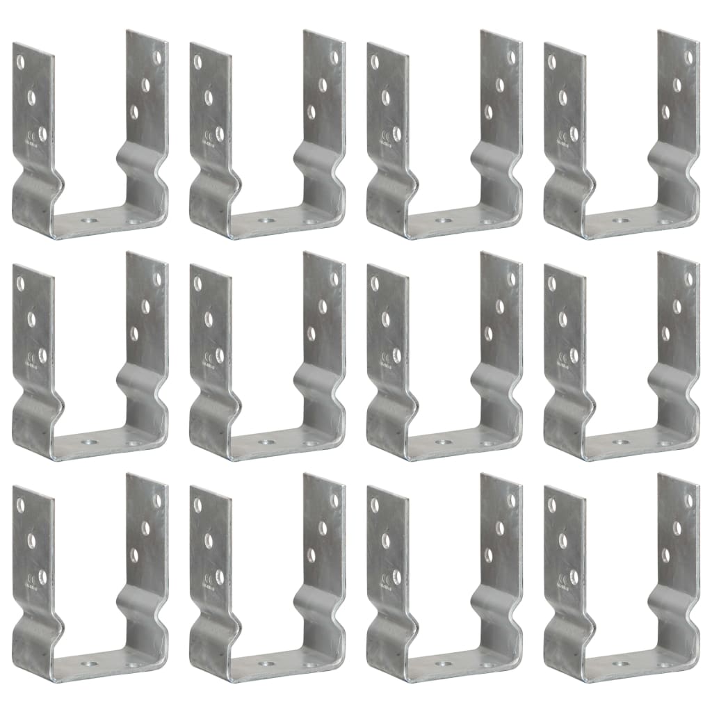 vidaXL Kotwy do słupków, 12 szt., srebrne, 10x6x15 cm, stal