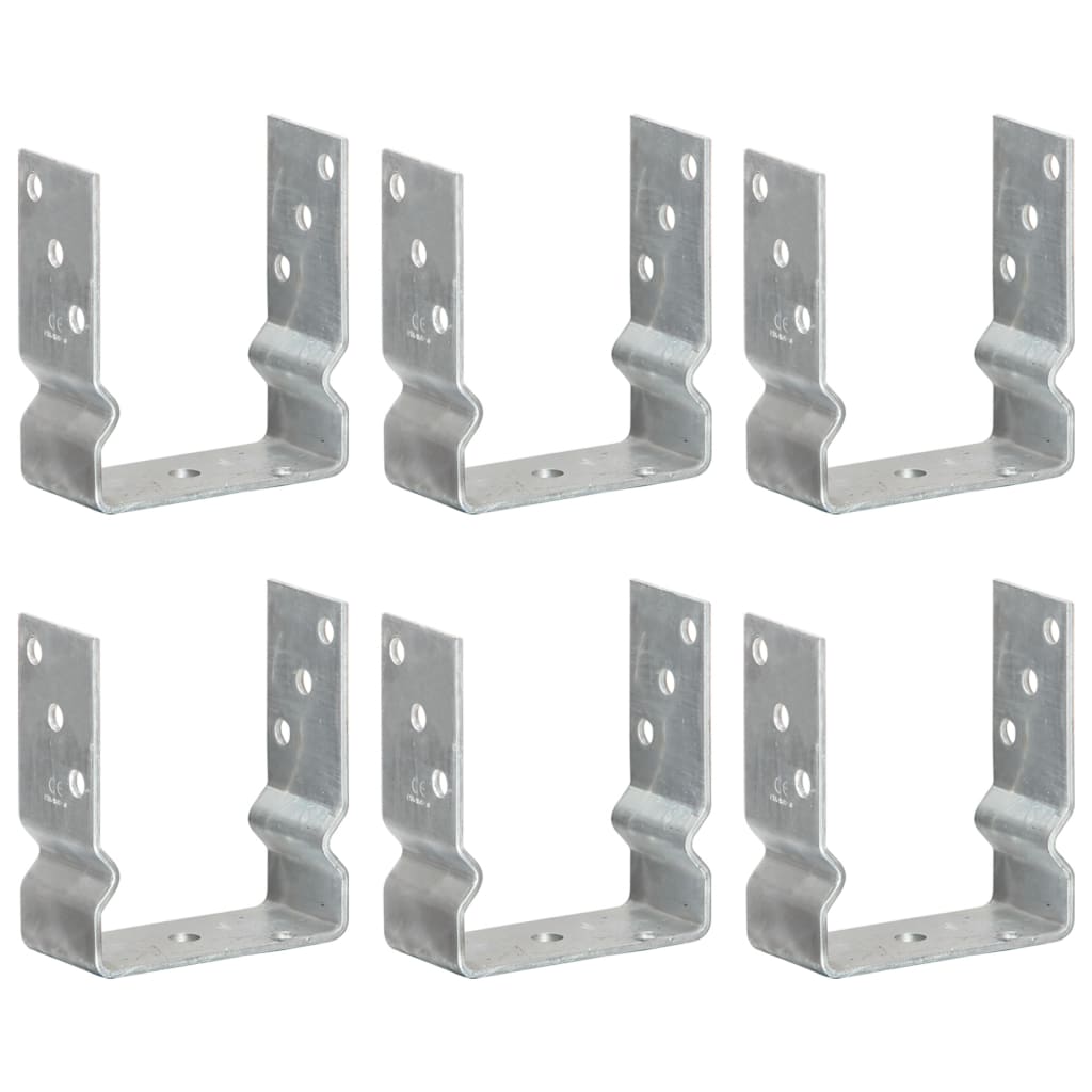 vidaXL Kotwy do słupków, 6 szt., srebrne, 12 x 6 x 15 cm, stal