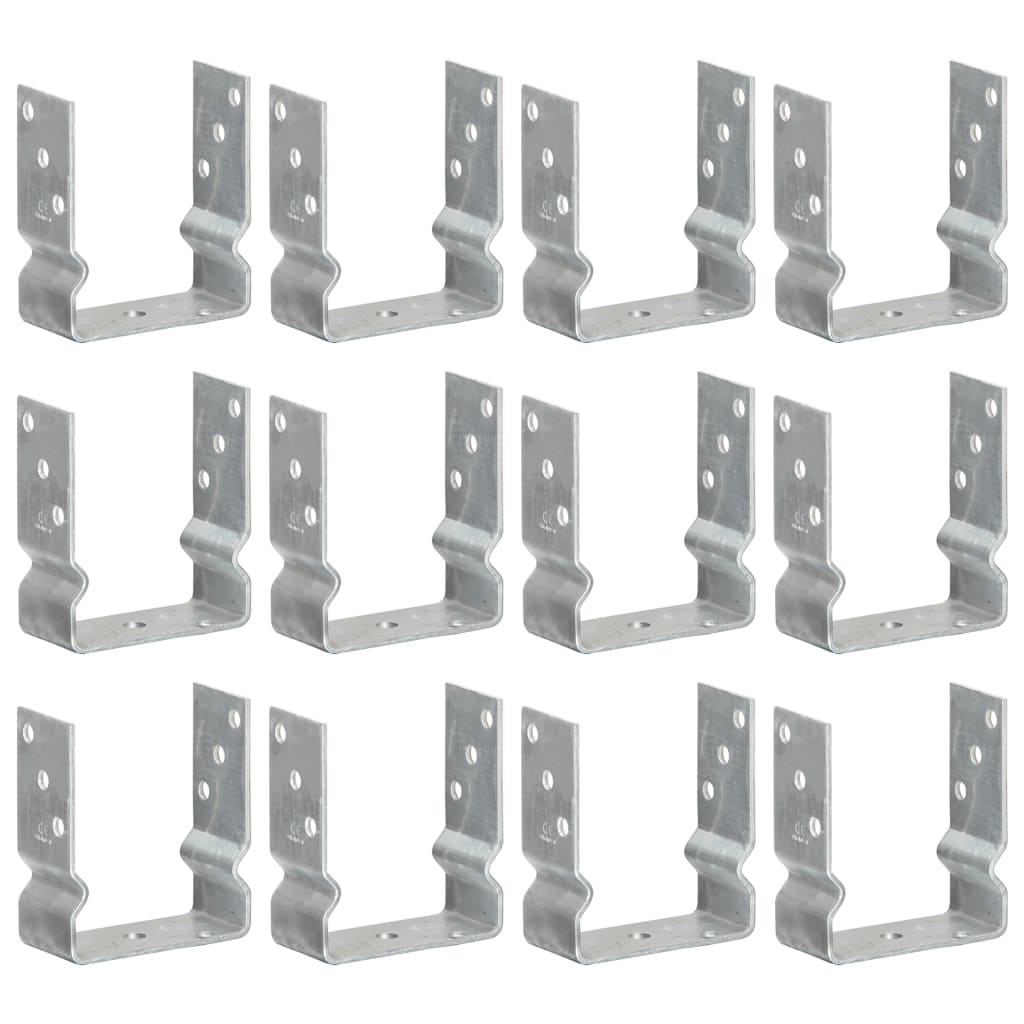 vidaXL Kotwy do słupków, 12 szt., srebrne, 12x6x15 cm, stal