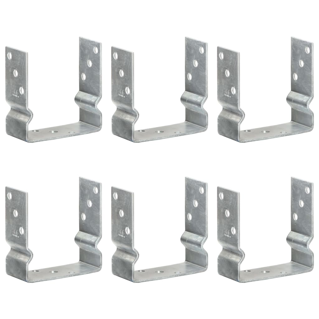 vidaXL Kotwy do słupków, 6 szt., srebrne, 14 x 6 x 15 cm, stal