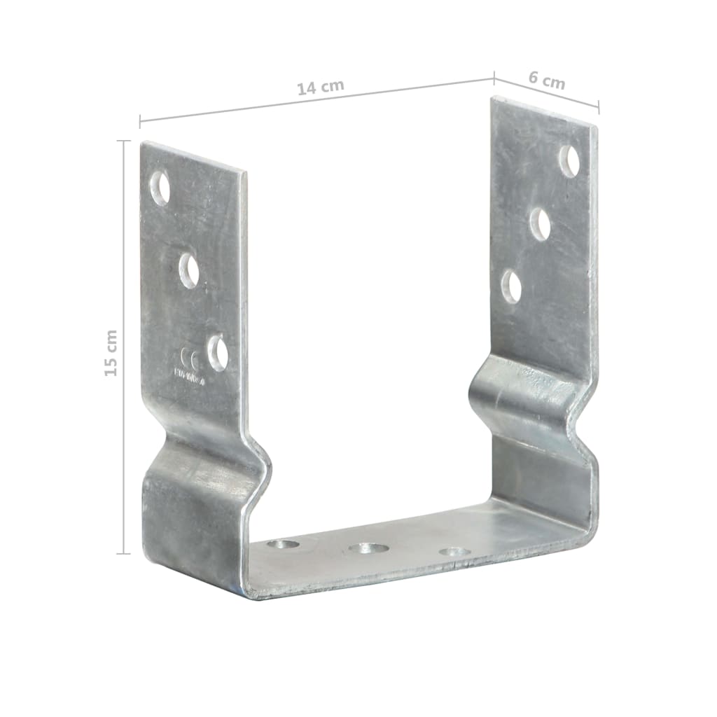 vidaXL Kotwy do słupków, 6 szt., srebrne, 14 x 6 x 15 cm, stal