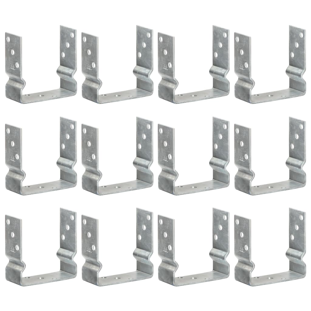 vidaXL Kotwy do słupków, 12 szt., srebrne, 14x6x15 cm, stal