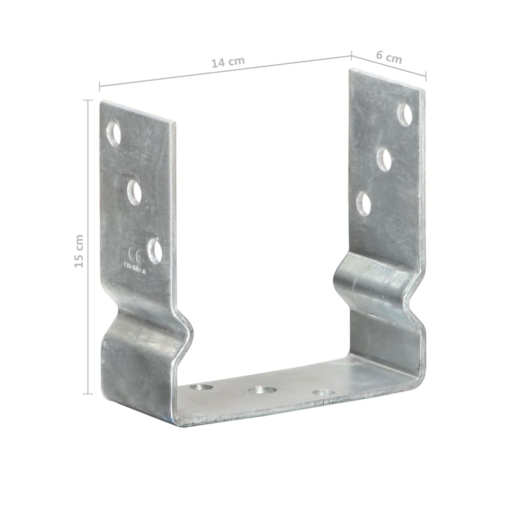vidaXL Kotwy do słupków, 12 szt., srebrne, 14x6x15 cm, stal