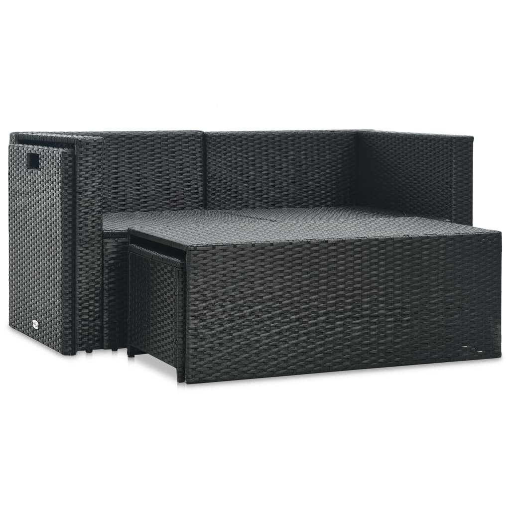 vidaXL 6-cz. zestaw wypoczynkowy do ogrodu, poduszki, rattan PE czarny
