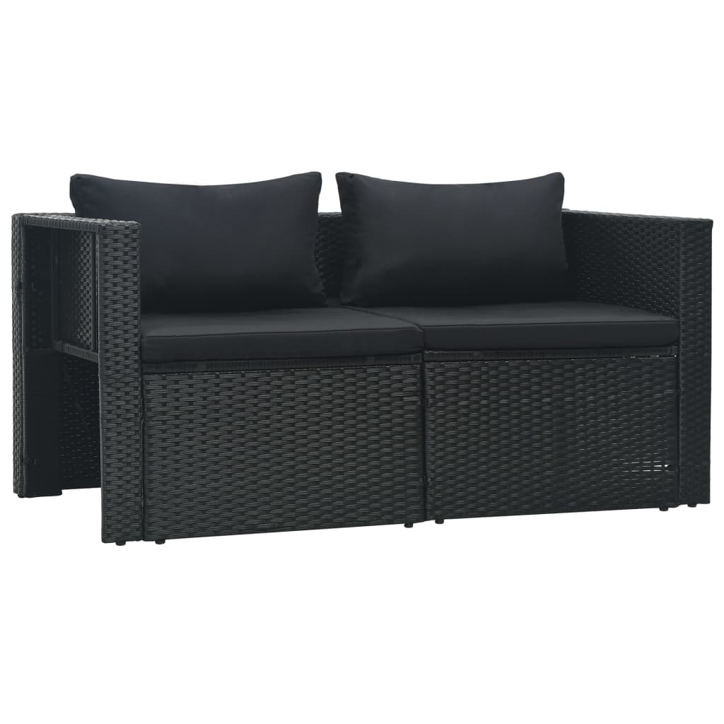 vidaXL 6-cz. zestaw wypoczynkowy do ogrodu, poduszki, rattan PE czarny