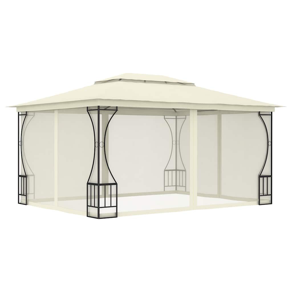 vidaXL Altana ogrodowa z siatkami, 300x400x265 cm, kremowa