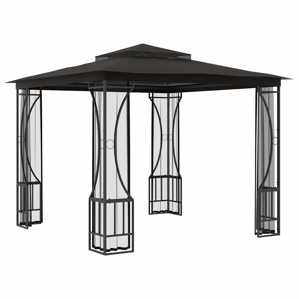 vidaXL Altana ogrodowa z siatkami, 300x300x265 cm, antracytowa