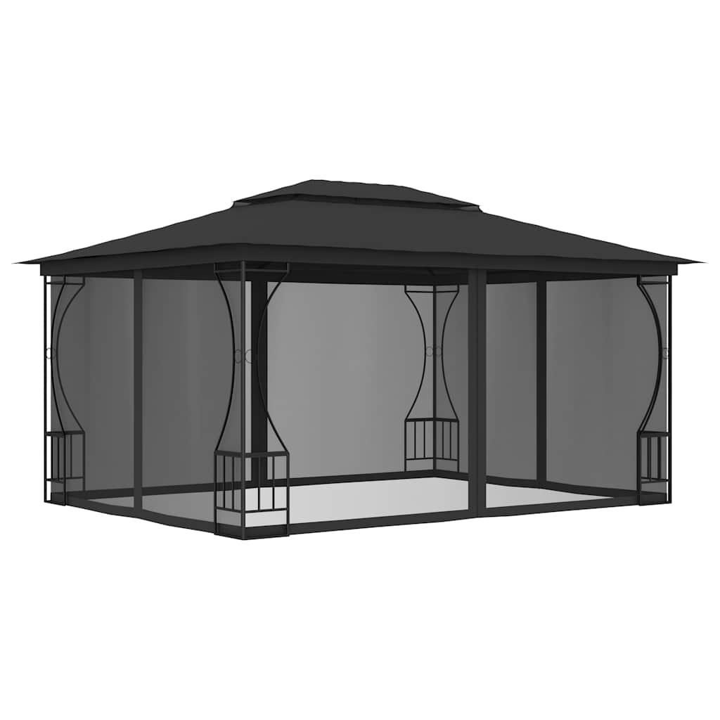 vidaXL Altana ogrodowa z siatkami, 300x400x265 cm, antracytowa