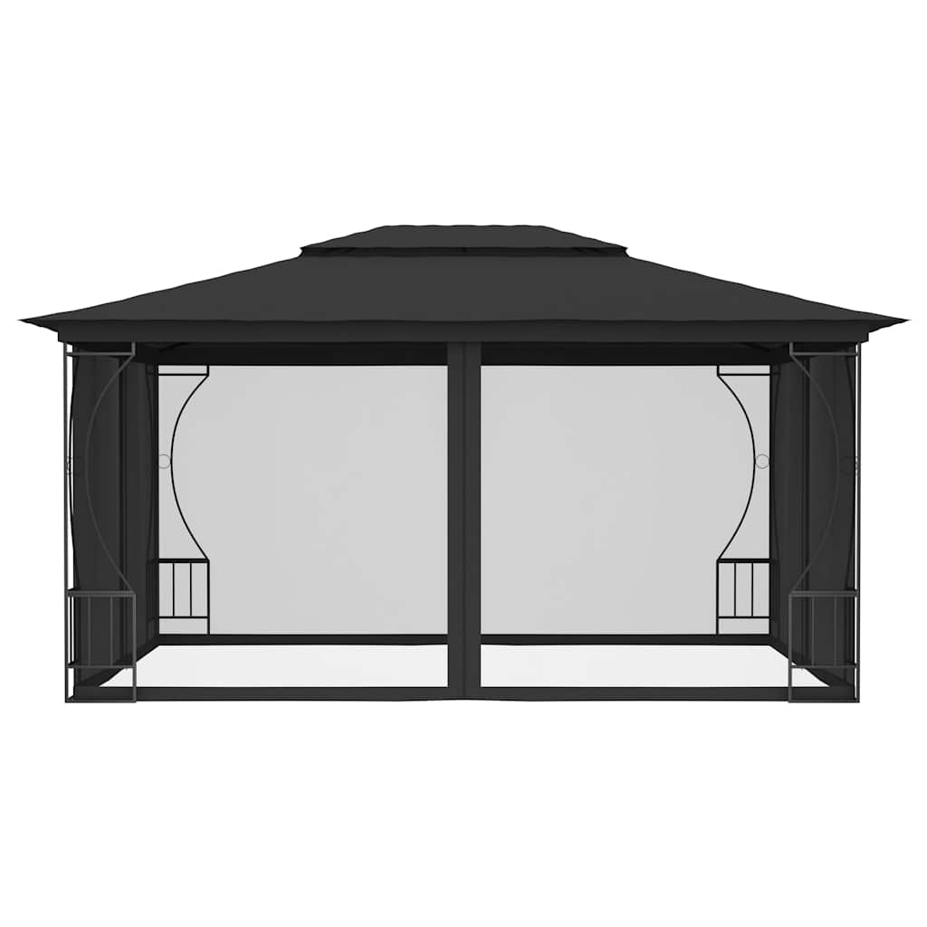 vidaXL Altana ogrodowa z siatkami, 300x400x265 cm, antracytowa