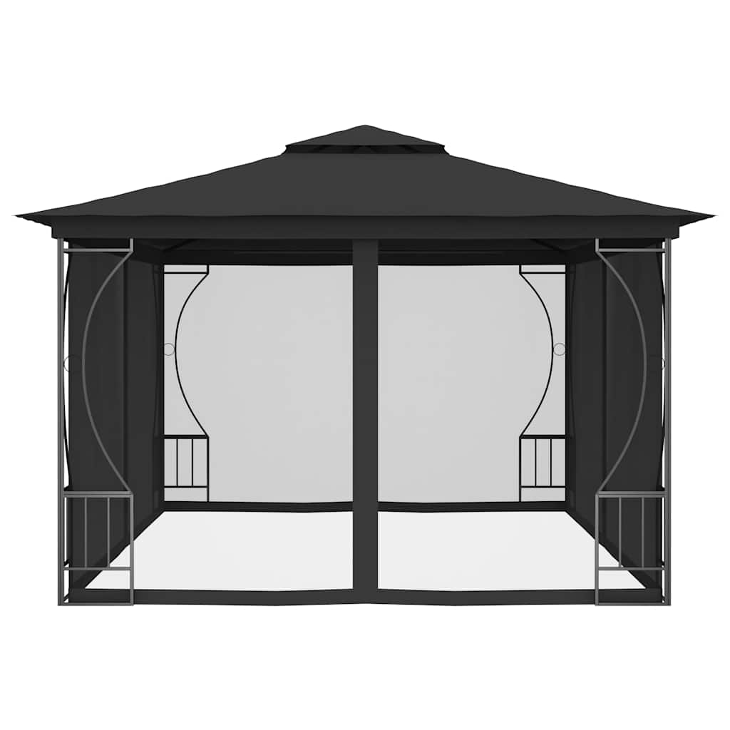 vidaXL Altana ogrodowa z siatkami, 300x400x265 cm, antracytowa