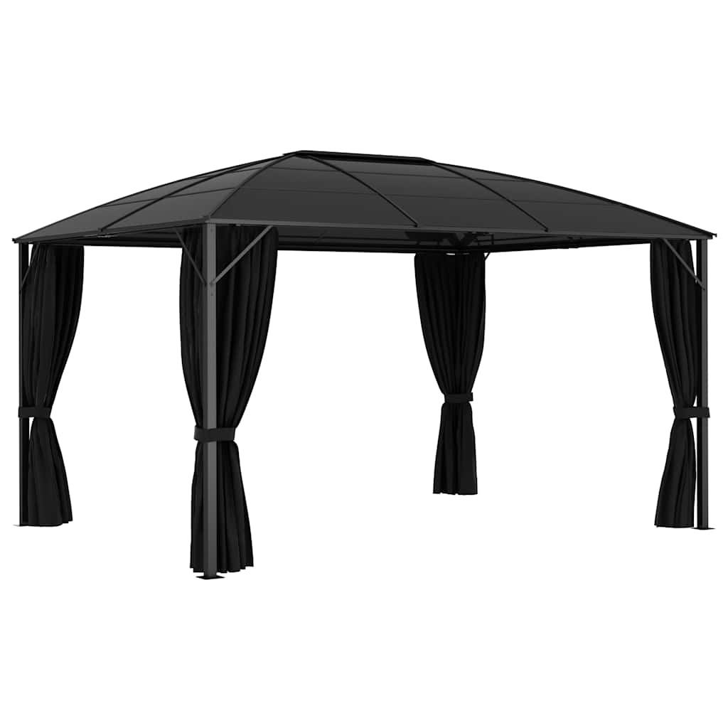 vidaXL Altana ogrodowa z zasłonami, 400x300x265 cm, antracytowa