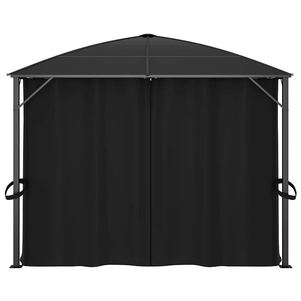 vidaXL Altana ogrodowa z zasłonami, 400x300x265 cm, antracytowa