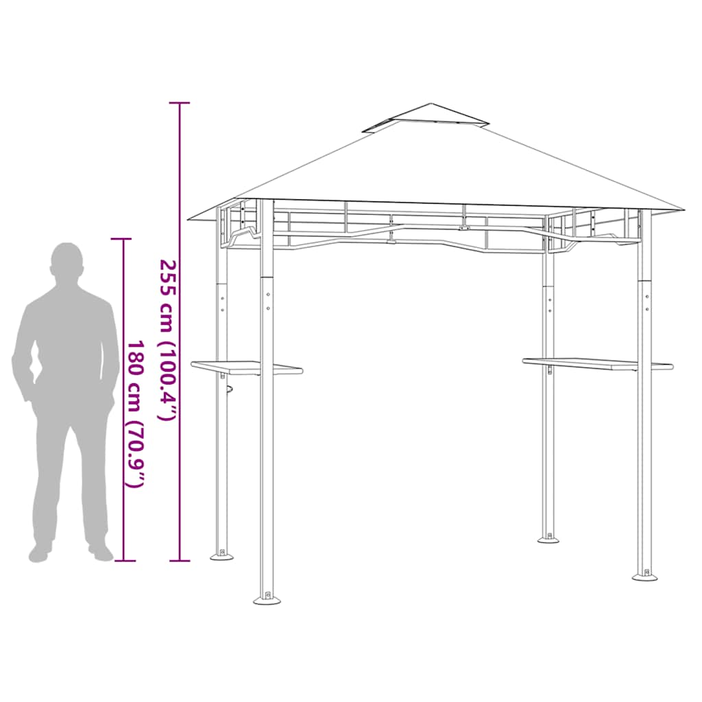 vidaXL Altanka nad grill, 240x150x255 cm, antracytowa, stal