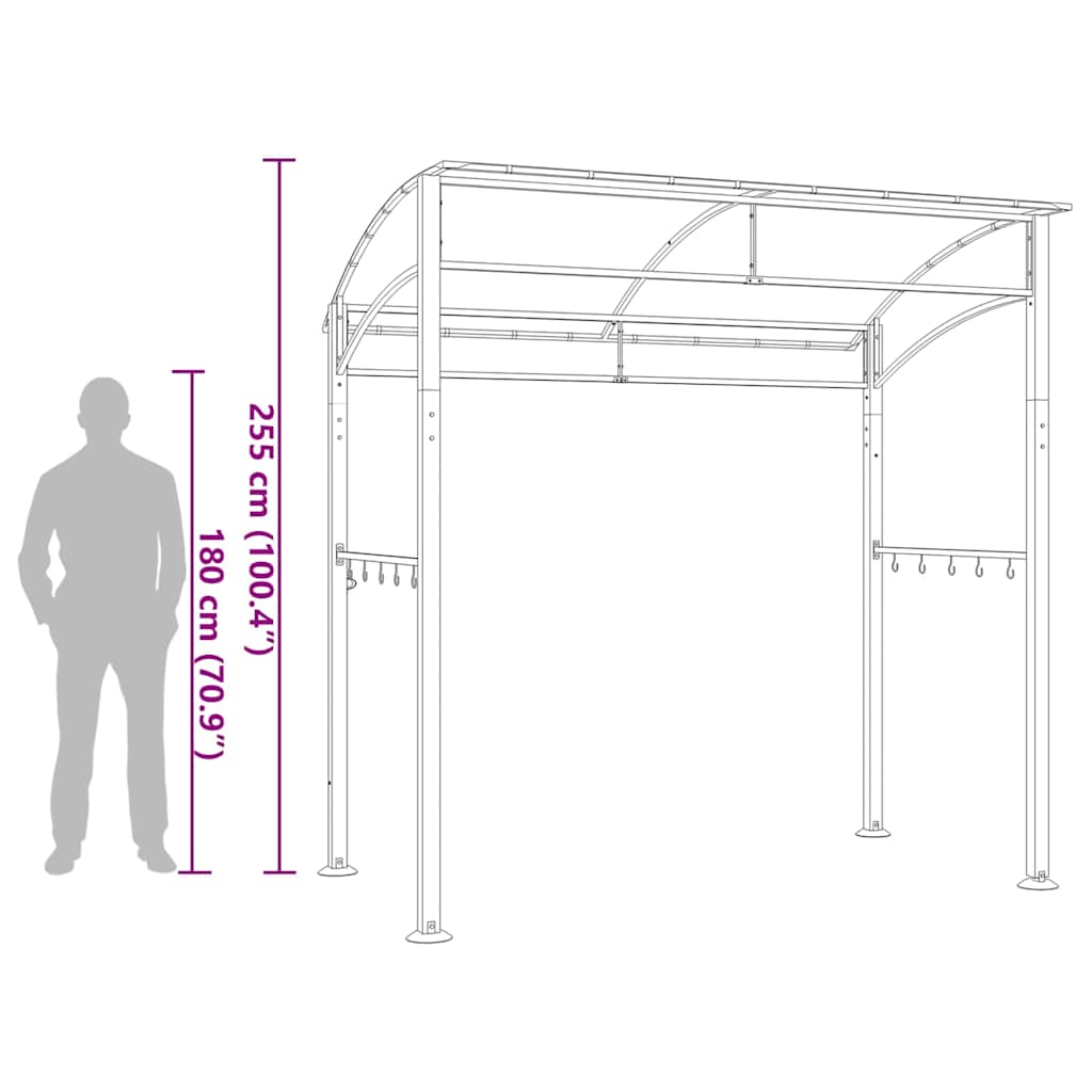 vidaXL Altanka nad grill, 215x150x220 cm, antracytowa, stal