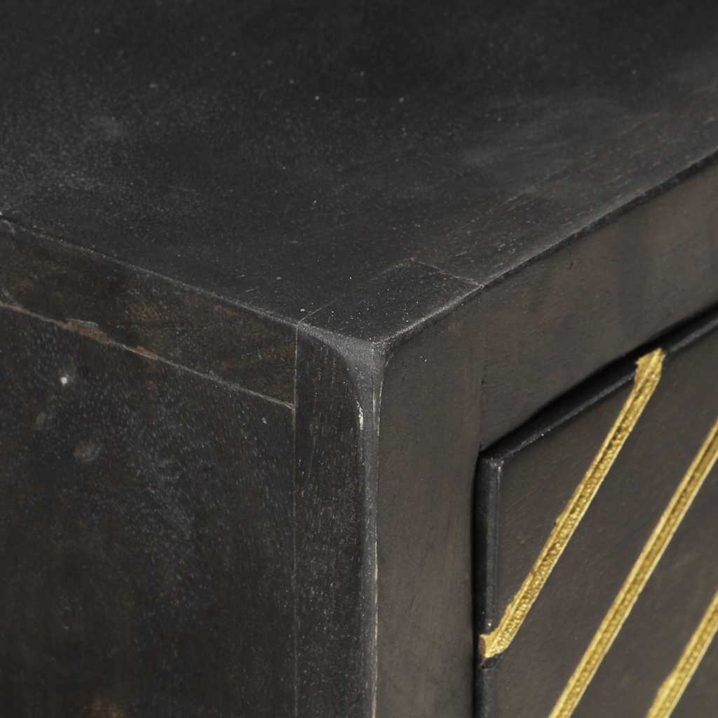 vidaXL Stolik typu konsola, czarno-złoty, 90x30x75 cm, drewno mango