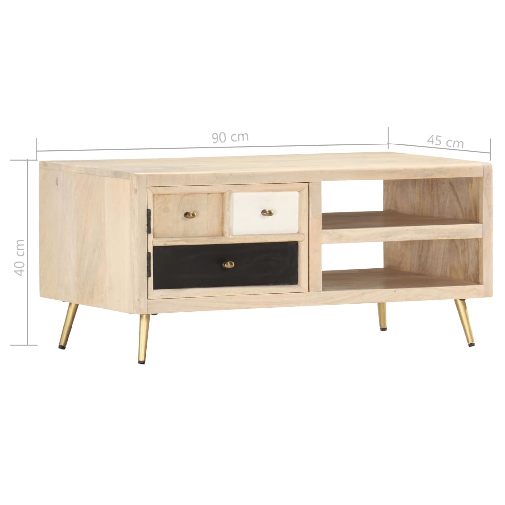 vidaXL Stolik kawowy, 90 x 45 x 40 cm, lite drewno mango